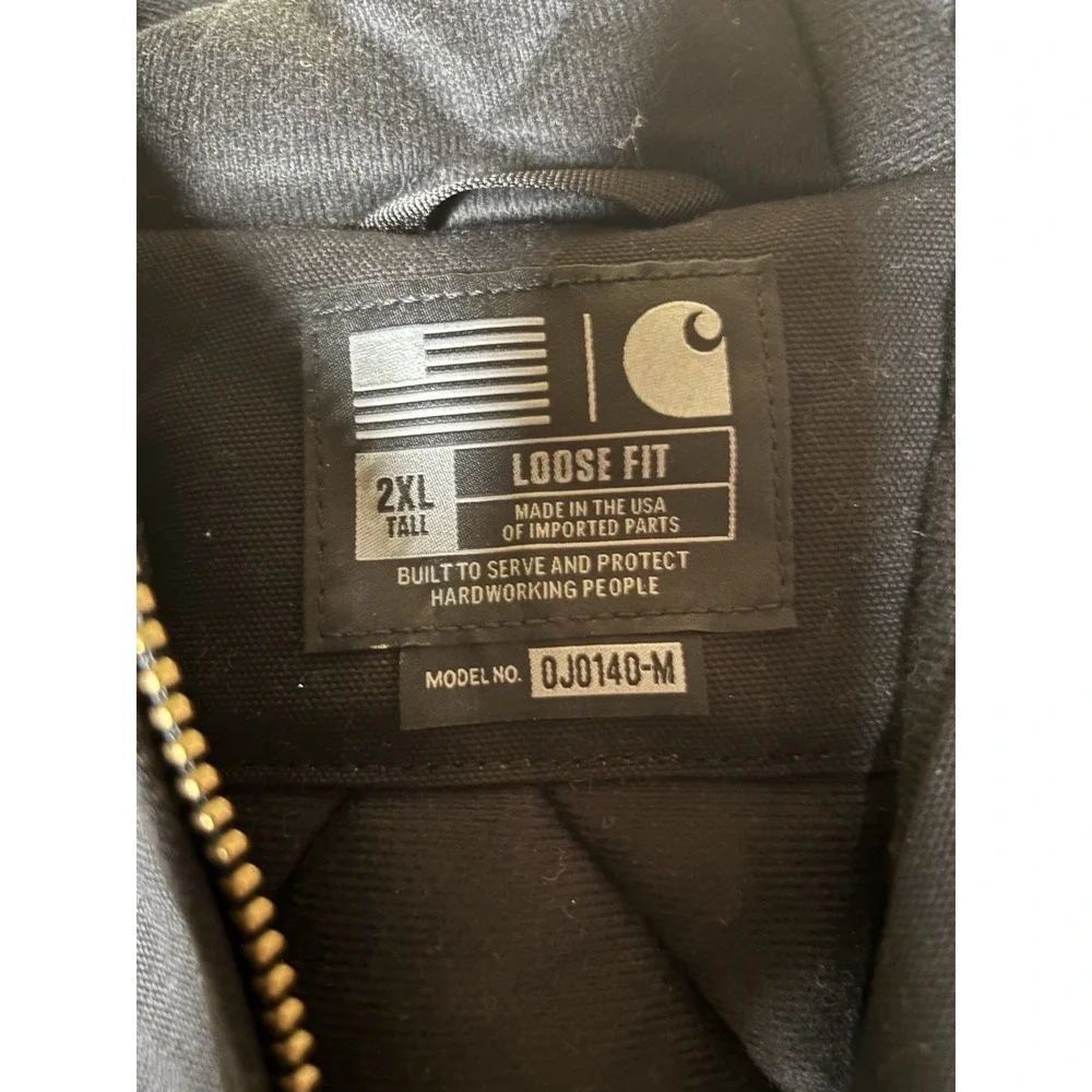 Carhartt J140 Black‎ Active Jacket 2XL Tall USA Workwear Hooded Zip